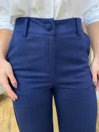 Calça Feminina Pantalona Bia Viscolinho Azul Marinho - Fernanda Ramos Store