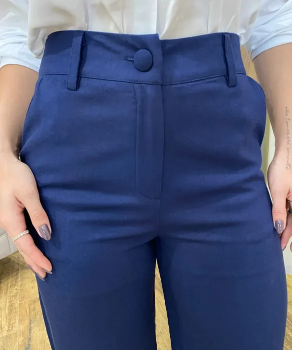 Calça Feminina Pantalona Bia Viscolinho Azul Marinho - Fernanda Ramos Store