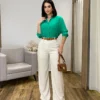 Calça Feminina Pantalona Bia Viscolinho Cru - Fernanda Ramos Store