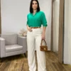 Calça Feminina Pantalona Bia Viscolinho Cru - Fernanda Ramos Store