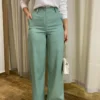 Calça Feminina Pantalona Bia Viscolinho Verde Menta - Fernanda Ramos Store