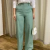 Calça Feminina Pantalona Bia Viscolinho Verde Menta - Fernanda Ramos Store