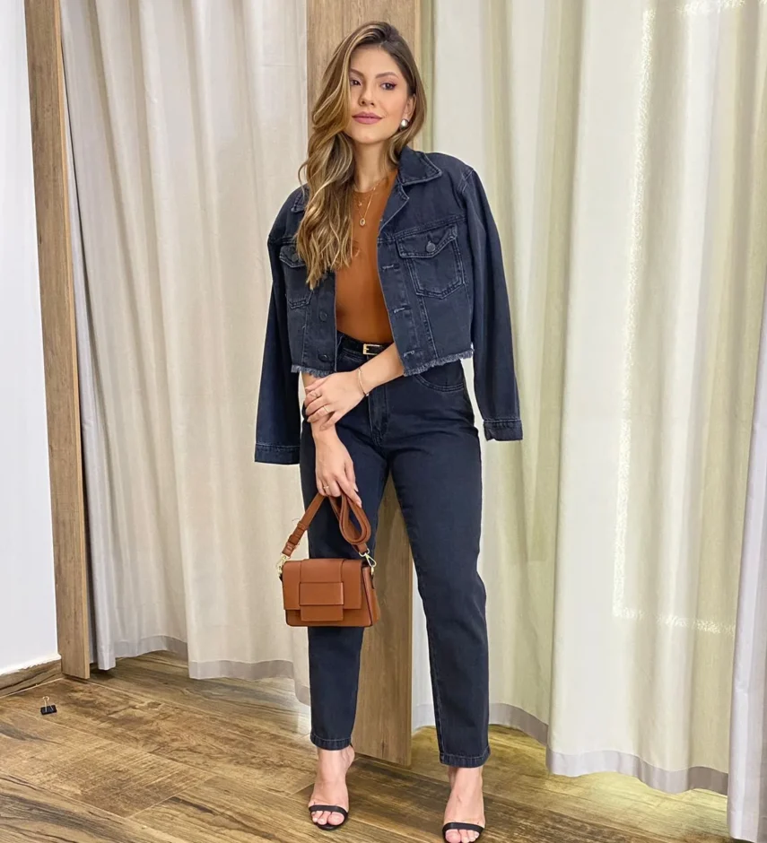 Calça Jeans Feminina Mom Stella Preta - Fernanda Ramos Store