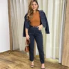 Calça Jeans Feminina Mom Stella Preta - Fernanda Ramos Store