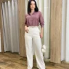 Camisa Feminina Manga Longa Júlia Viscolinho Rosé - Fernanda Ramos Store