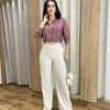 Camisa Feminina Manga Longa Júlia Viscolinho Rosé - Fernanda Ramos Store