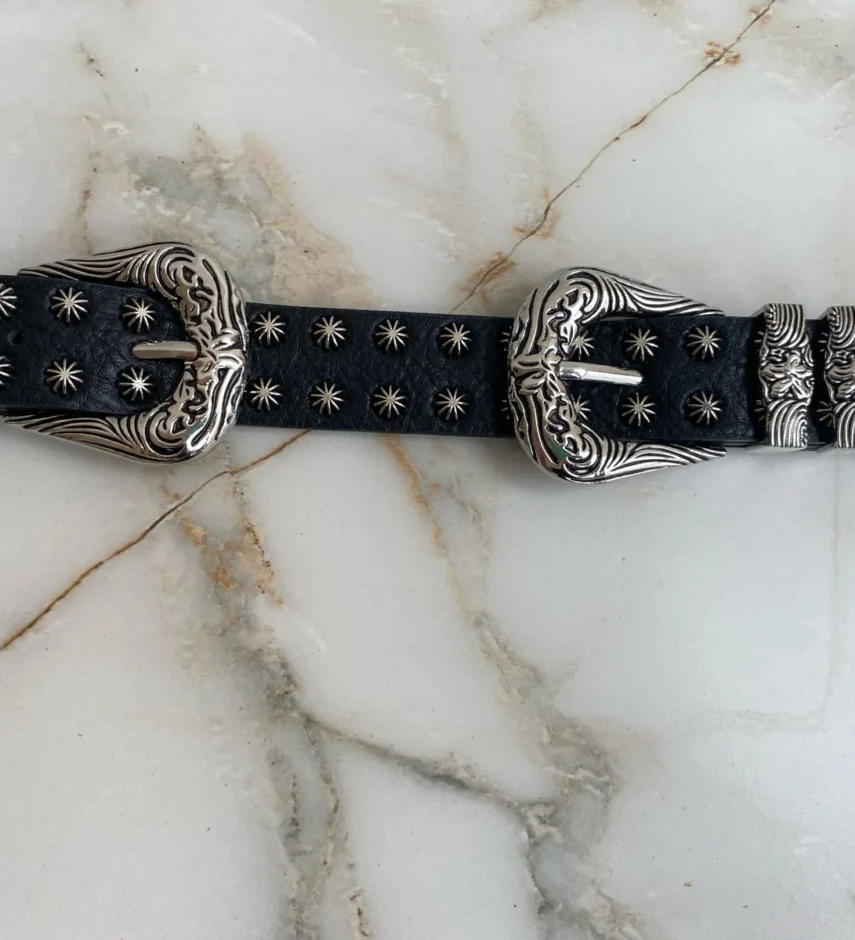 Cinto Feminino Sophia com 2 Fivelas Preto - Fernanda Ramos Store