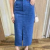 Conjunto Feminino Ana Cropped sem Bojo e Saia Longa Azul - Fernanda Ramos Store