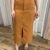 Conjunto Feminino Ana Cropped sem Bojo e Saia Longa Caramelo - Fernanda Ramos Store