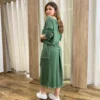 Conjunto Feminino Moletinho Cropped Manga Longa e Saia Midi Verde - Fernanda Ramos Store