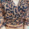 Cropped Feminino Íris Tule Manga 3/4 Animal Print - Fernanda Ramos Store