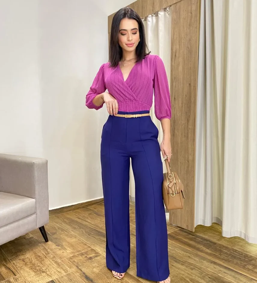 Cropped Feminino Íris Tule Manga 3/4 Fúcsia - Fernanda Ramos Store