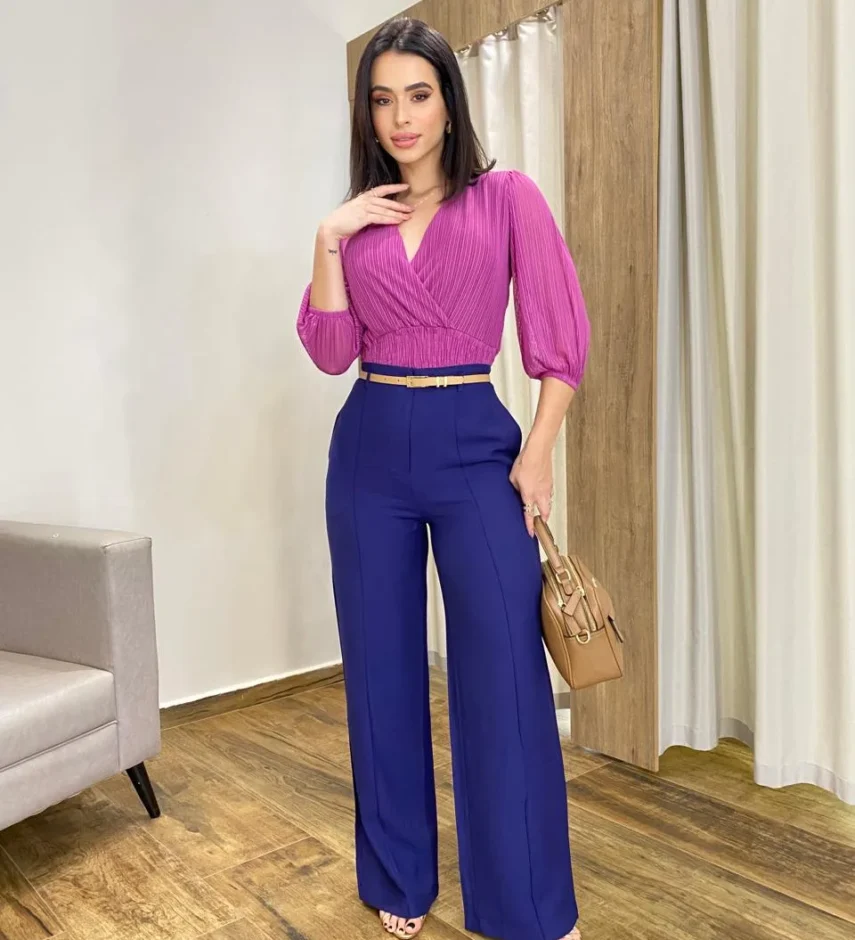 Cropped Feminino Íris Tule Manga 3/4 Fúcsia - Fernanda Ramos Store