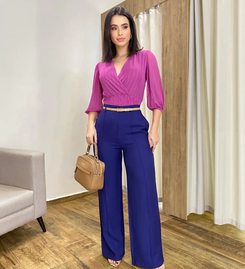 Cropped Feminino Íris Tule Manga 3/4 Fúcsia - Fernanda Ramos Store