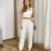 Cropped Feminino Jeans sem Bojo com Lastex Off White - Fernanda Ramos Store