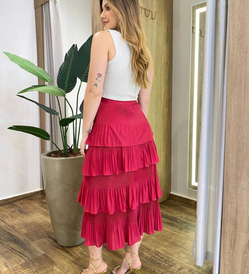 Cropped Feminino Lurex sem Bojo com Detalhe em Flor Prata - Fernanda Ramos Store