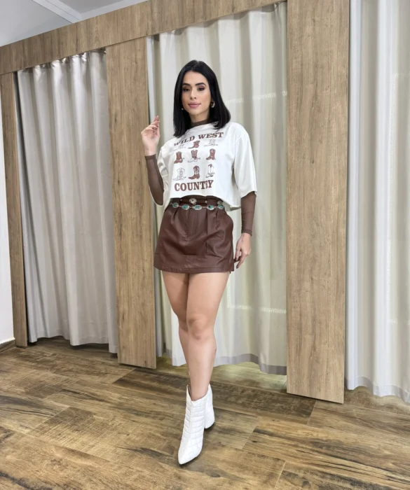 Cropped Feminino sem Bojo Off White Wild West Country - Fernanda Ramos Store