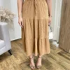 Saia Midi Alana com Camadas Bege - Fernanda Ramos Store