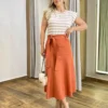 Saia Midi Laura Suede Terracota com Amarração - Fernanda Ramos Store