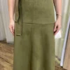 Saia Midi Laura Suede Verde Militar com Amarração - Fernanda Ramos Store