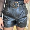 Short Feminino Laura Couro Eco com Cinto Preto - Fernanda Ramos Store