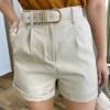 Short Feminino Social Alfaiataria Carol com Cinto Caqui - Fernanda Ramos Store