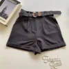 Short Feminino Social Alfaiataria Carol com Cinto Cinza - Fernanda Ramos Store