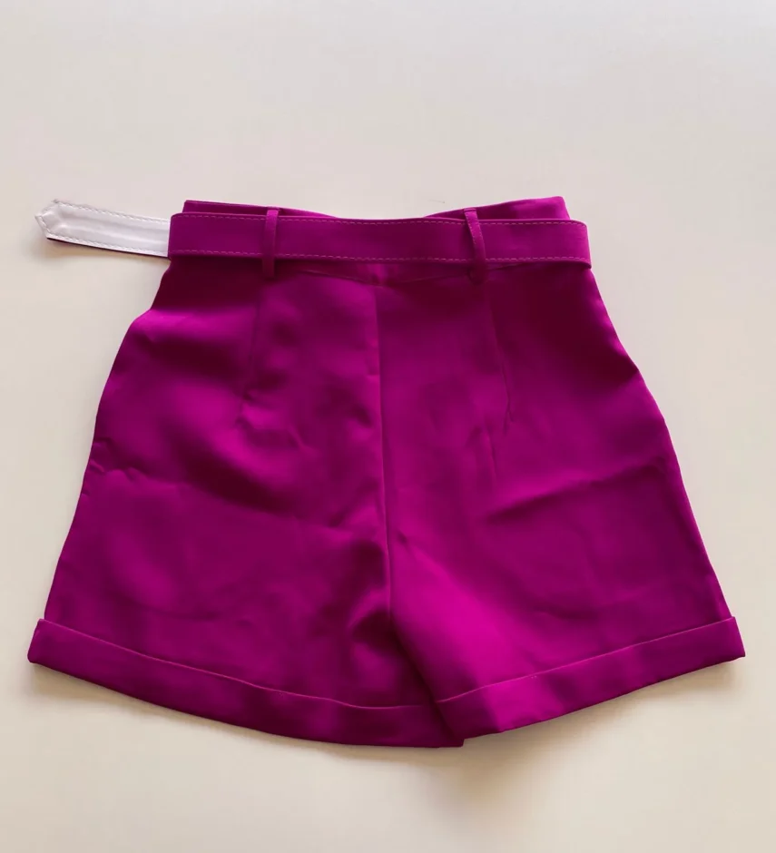 Short Feminino Social Alfaiataria Carol com Cinto Fúcsia - Fernanda Ramos Store