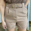 Short Feminino Social Alfaiataria Carol com Cinto Marrom - Fernanda Ramos Store