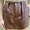 Short Saia Feminino Ana Couro Eco com Cinto Marrom - Fernanda Ramos Store