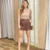 Short Saia Feminino Ana Couro Eco com Cinto Marrom - Fernanda Ramos Store