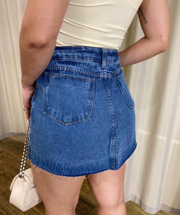 Short Saia Feminino Helena Jeans Barra a Fio - Fernanda Ramos Store