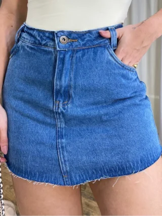 Short Saia Feminino Helena Jeans Barra a Fio - Fernanda Ramos Store