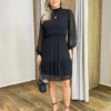 Vestido Curto Manga Longa sem Bojo de Tule Preto - Fernanda Ramos Store