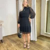 Vestido Curto Manga Longa sem Bojo de Tule Preto - Fernanda Ramos Store