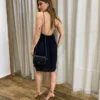 Vestido Feminino Curto sem Bojo com Amarração no Pescoço Preto - Fernanda Ramos Store