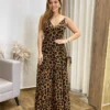 Vestido Longo Malu com Bojo Viscolinho Animal Print - Fernanda Ramos Store