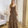 Vestido Longo Malu com Bojo Viscolinho Animal Print - Fernanda Ramos Store