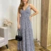 Vestido Longo Malu com Bojo Viscolinho Xadrez - Fernanda Ramos Store