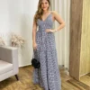 Vestido Longo Malu com Bojo Viscolinho Xadrez - Fernanda Ramos Store