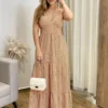 Vestido Longo Malu com Bojo Viscolinho Xadrez Terracota - Fernanda Ramos Store