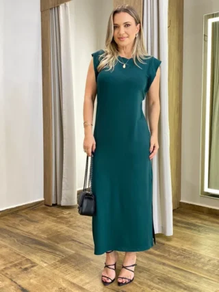 Vestido Longo Muscle sem Bojo de Malha Verde - Fernanda Ramos Store