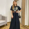 Vestido Longo sem Bojo de Malha Coração Tropical Preto - Fernanda Ramos Store