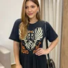 Vestido Longo sem Bojo de Malha Coração Tropical Preto - Fernanda Ramos Store