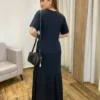 Vestido Longo sem Bojo de Malha Coração Tropical Preto - Fernanda Ramos Store