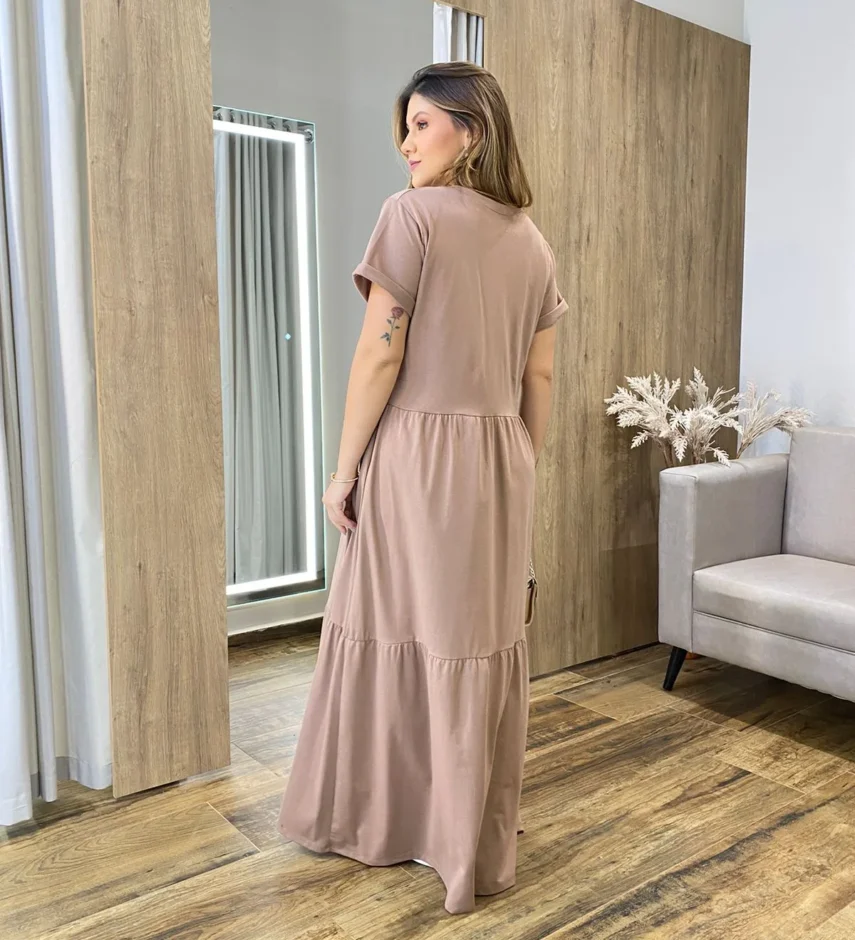 Vestido Longo sem Bojo de Malha Coração Tropical Terra - Fernanda Ramos Store