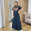 Vestido Longo sem Bojo de Malha Estampa Borboleta Preto - Fernanda Ramos Store