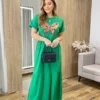 Vestido Longo sem Bojo de Malha Estampa Borboleta Verde - Fernanda Ramos Store