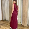 Vestido Longo sem Bojo Moletinho Vinho com Bolsos - Fernanda Ramos Store