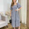 Vestido Midi Alana sem Bojo Manga Princesa Xadrez Preto - Fernanda Ramos Store